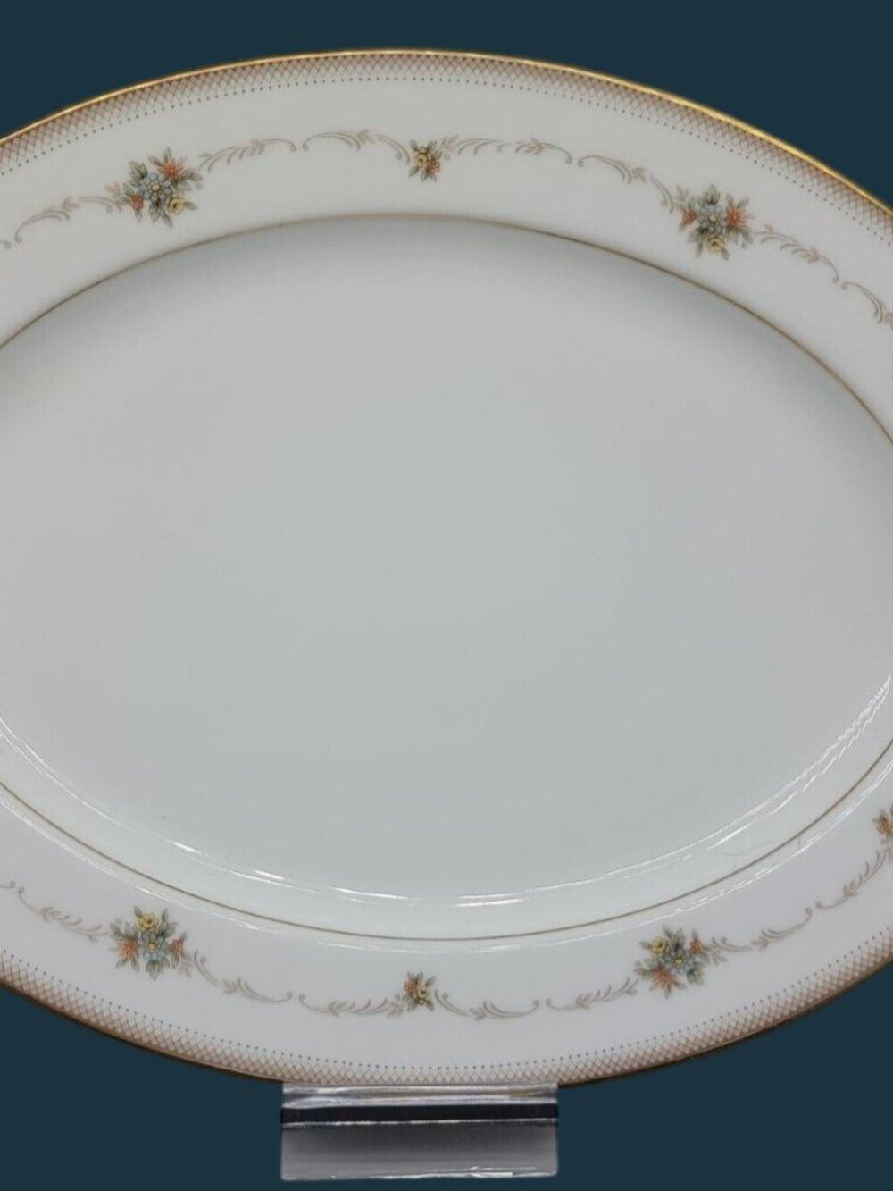 VTG Noritake Joanne 13.5" Oval Serving Platter Fine China #6466 Japan Gold Trim - Picture 2 of 8